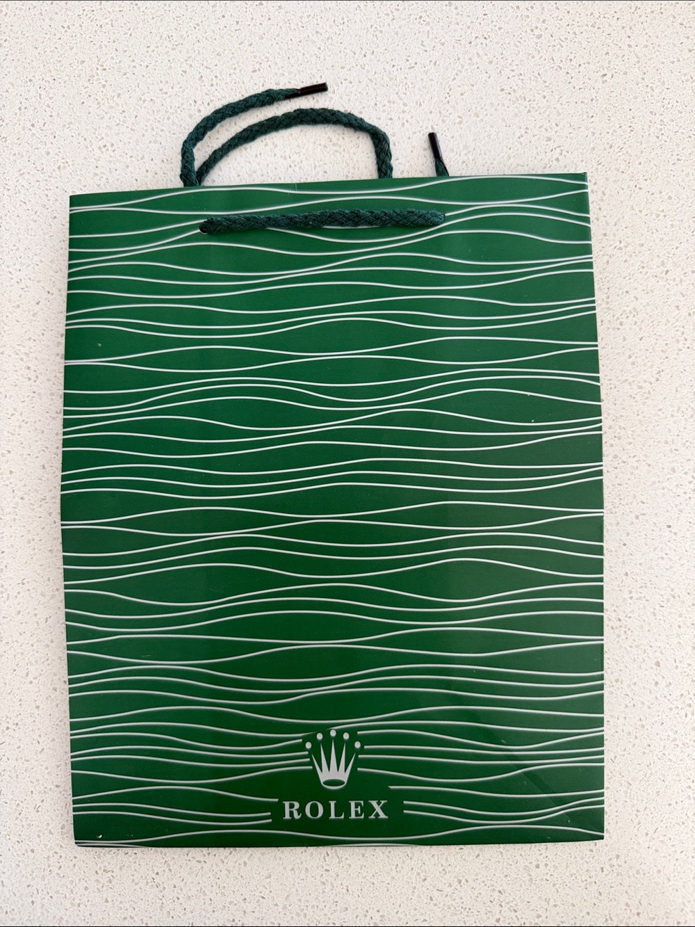 Rolex Green Wave-Pattern Tote with Rope Handles